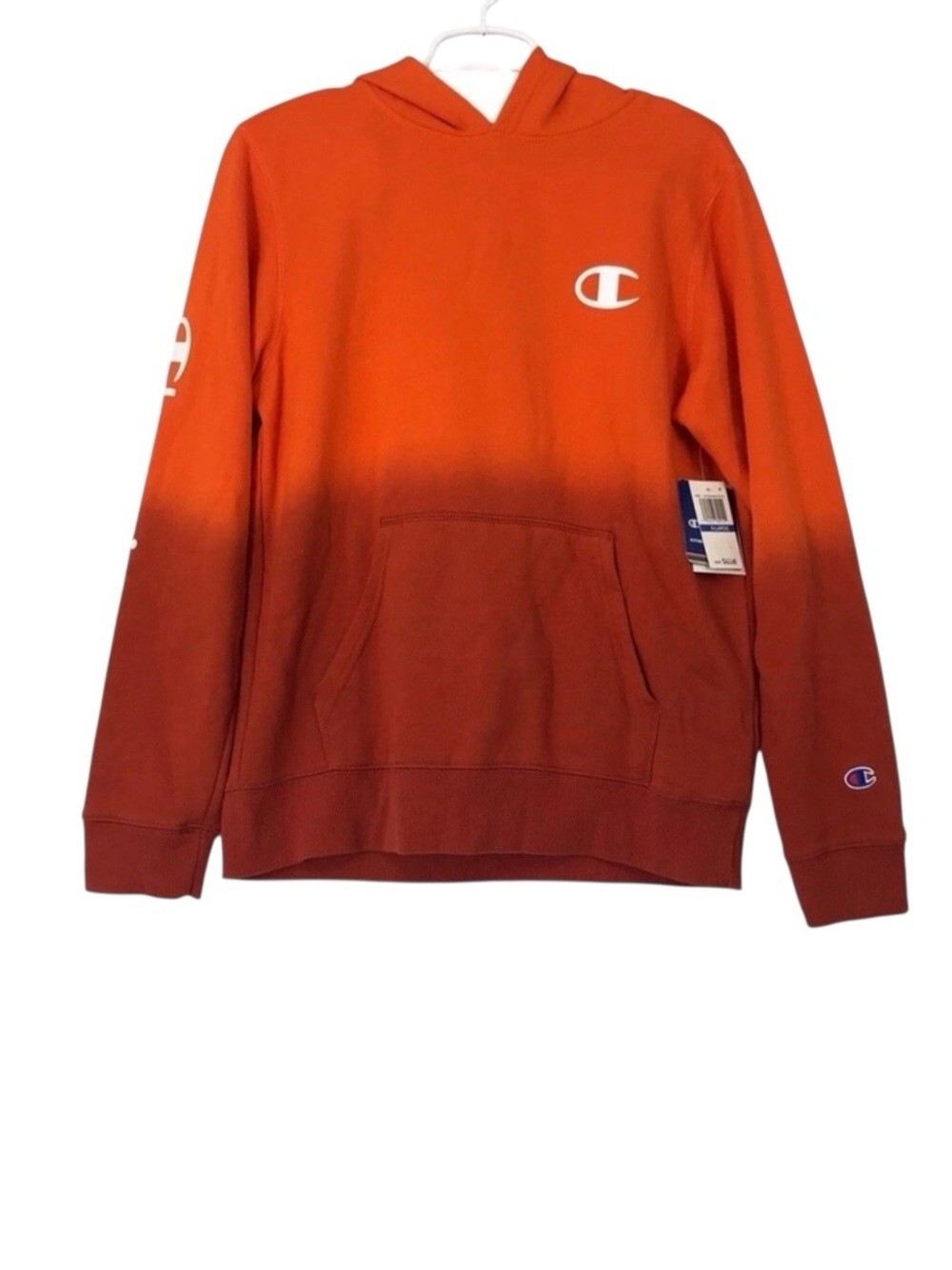 Champion Boys XL Ombre Hoodie Orange Red Fleece NWT - Picture 6 of 8
